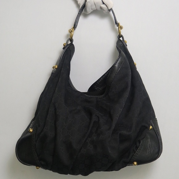 Authentic Gucci Black canvas Jockey large hobo shoulder bag - Picture 5 of 16